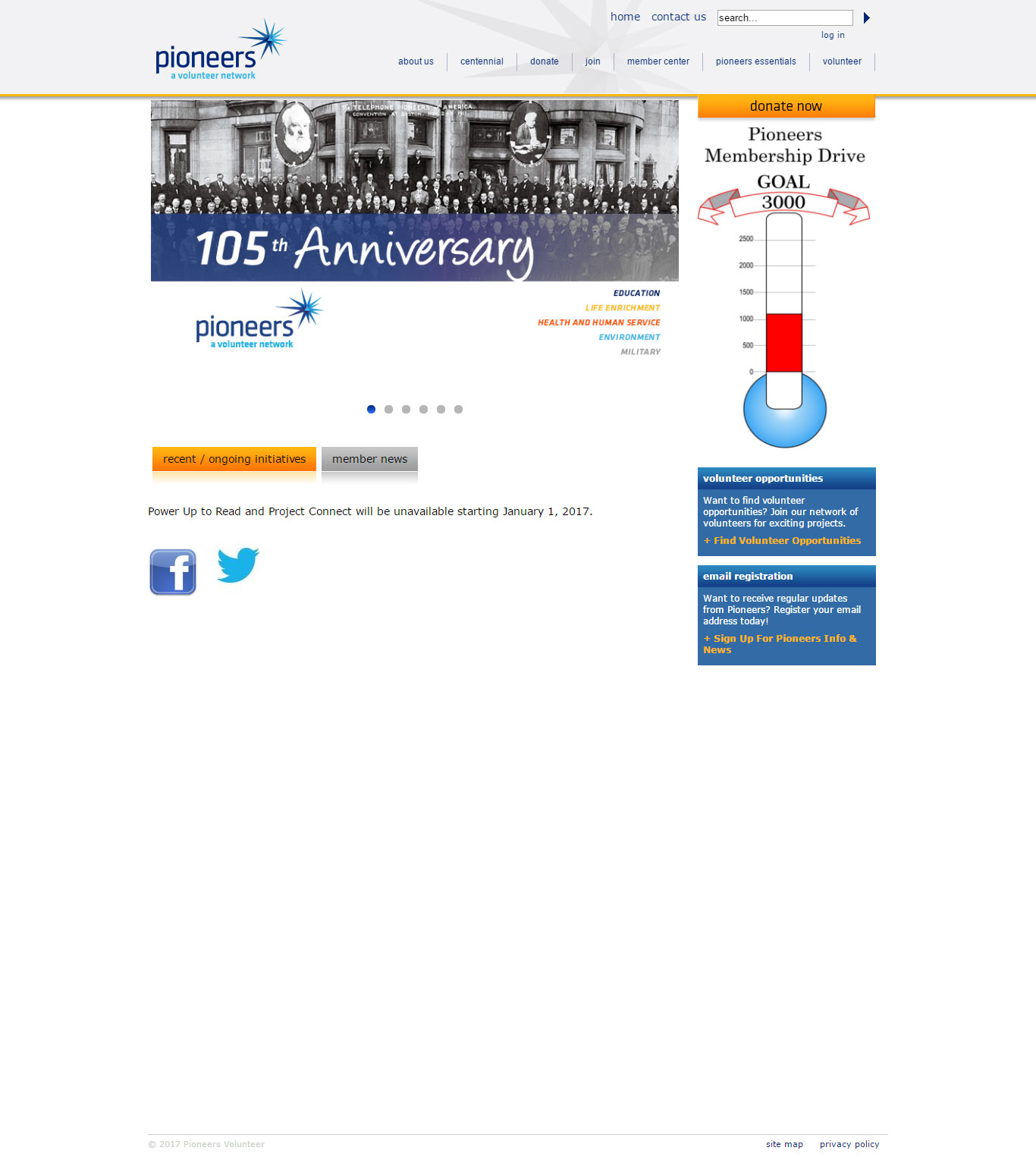 Volunteer Network Homepage Before Redesign