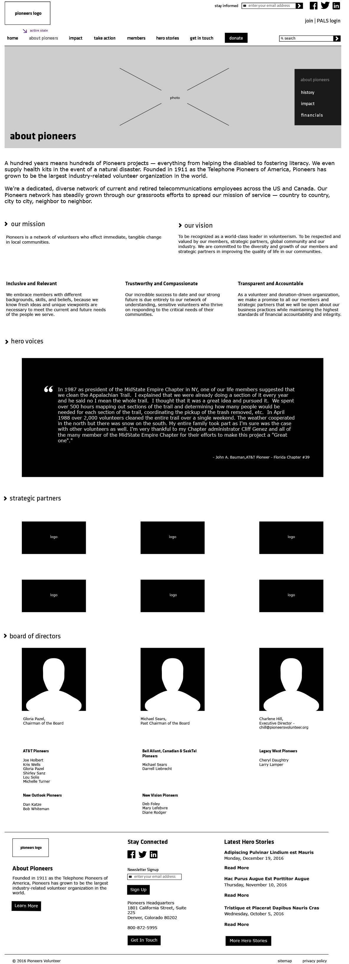 Volunteer Network Wireframes - About Page