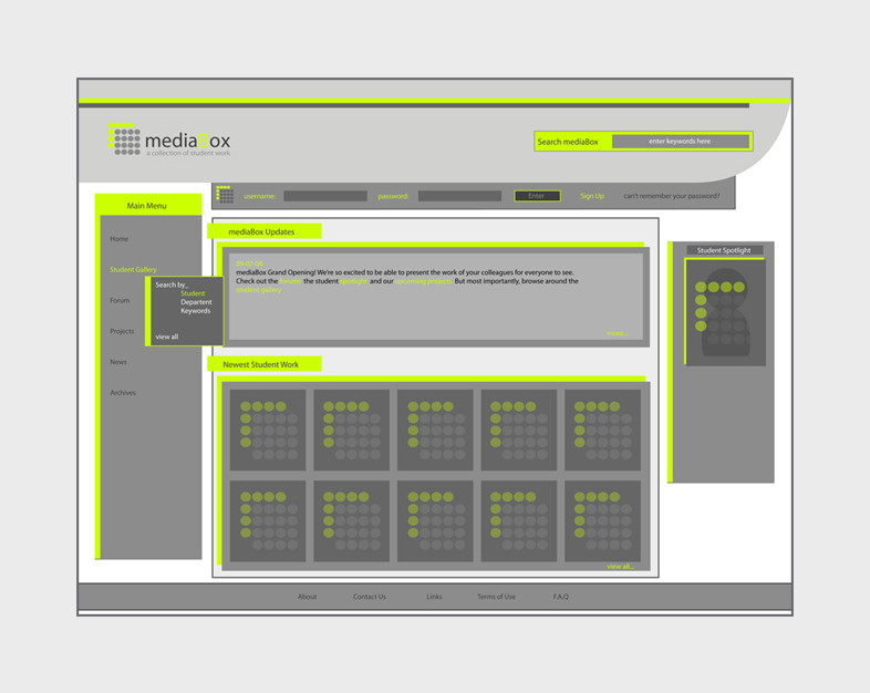Media Website Wireframes