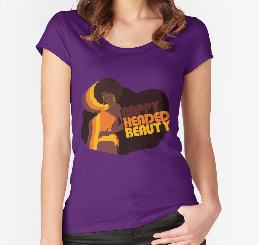 Nappy Headed Beauty Women's Fitted Scoop T-Shirt, Purple