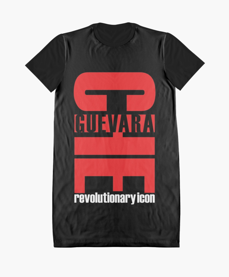 "Che Guevara: Revolutionary Icon" Graphic T-Shirt Dress (Black)
