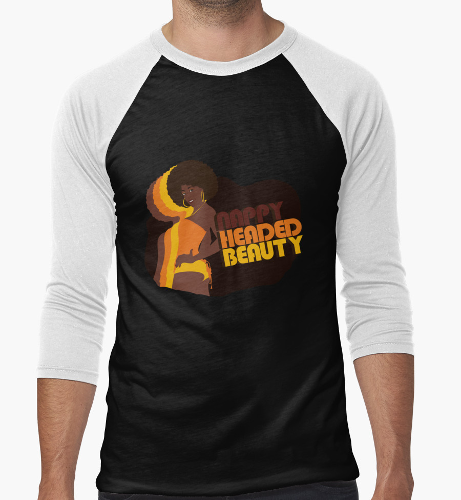 “Nappy Headed Beauty” Men’s Baseball ¾ T-Shirt