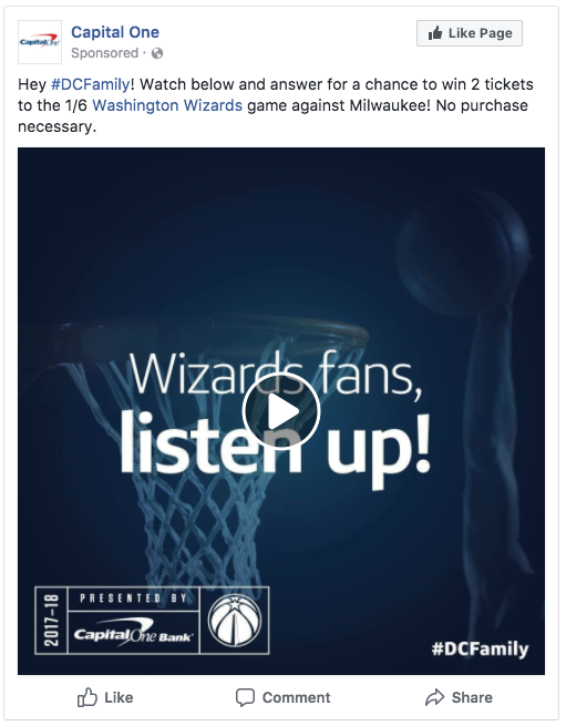 Washington Wizards Contest on Facebook