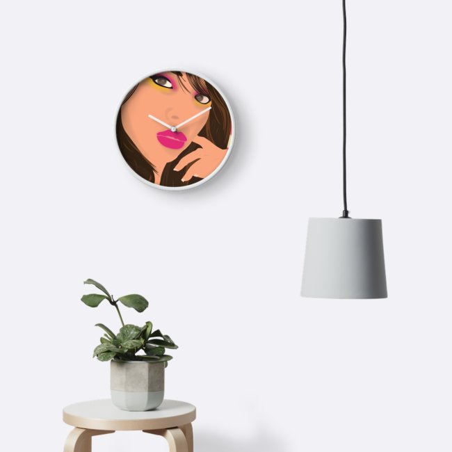 "Arielle" Bamboo-Frame Clock on the wall