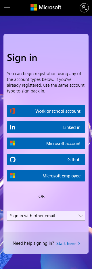 Microsoft Event Sign-in Redesign - Sign In