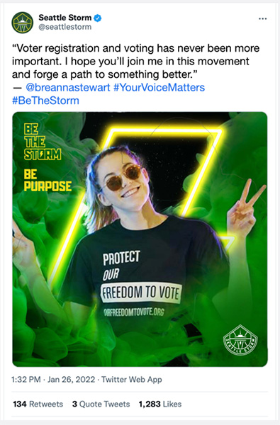 Seattle Storm - "Be The Storm" Campaign Facebook Post featuring Breanna Stewart