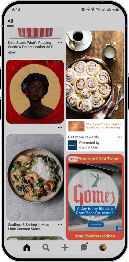 Capital One Savor™ Card Pinterest Ad with cinnamon rolls