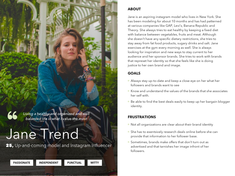 UX Persona - Trendy Influencer