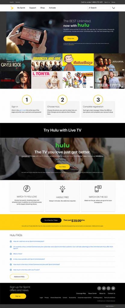Sprint Hulu Landing Page (Original)