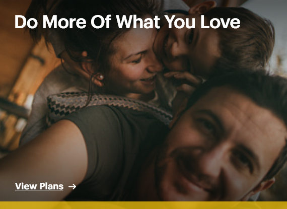 Sprint Plans tile featuring photography of a family taking a selfie image together. The text reads "Do More Of What You Love"